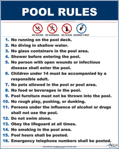 Arkansas Pool Rules With Graphic Sign - 24 x 30 Inches