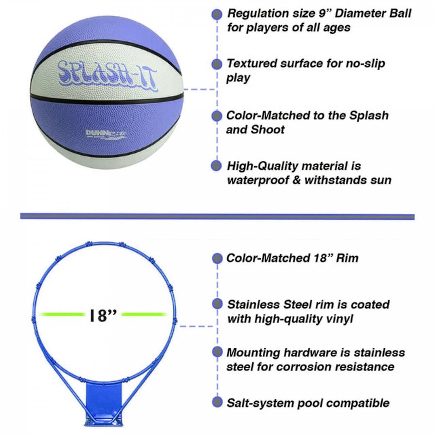 Splash & Shoot Clear Pool Basketball Hoop, Blue - Image 7