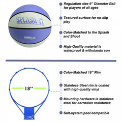 Splash & Shoot Clear Pool Basketball Hoop, Blue - Image 7