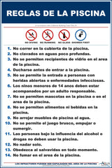 California Pool Rules With Graphic Sign in Spanish - 12 x 18 Inches