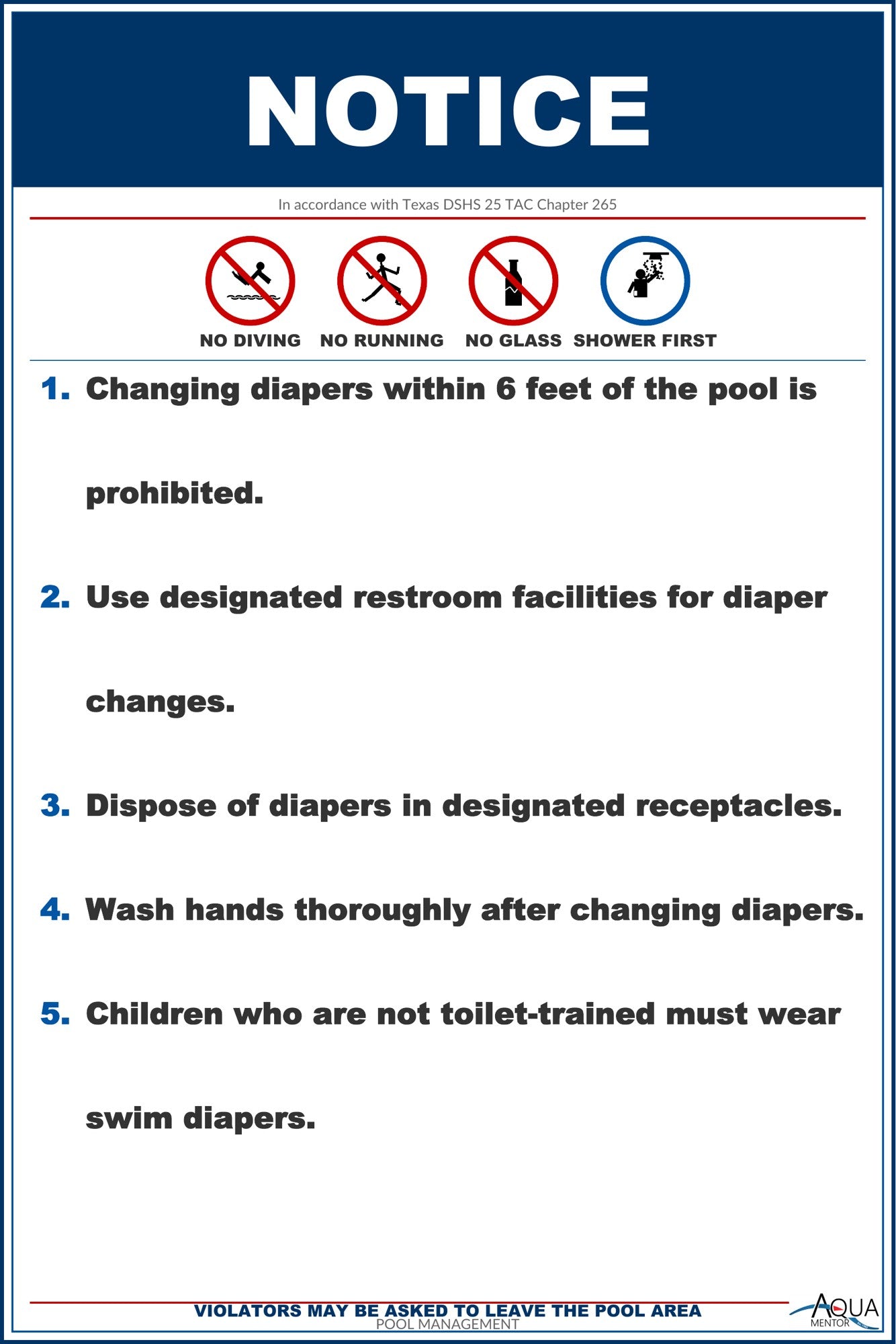 Changing Diapers is Prohibited - 12 x 18 Inches