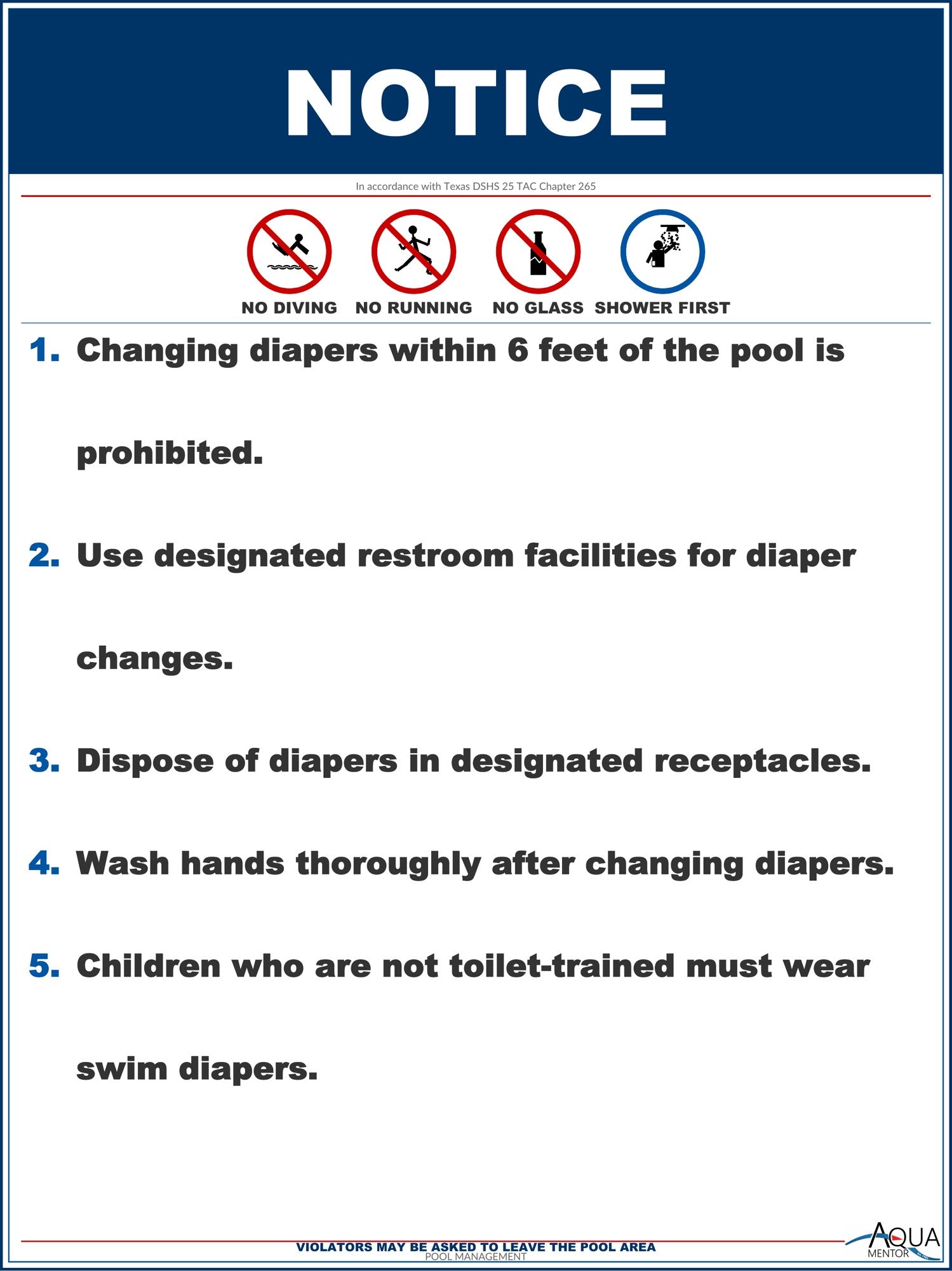 Changing Diapers is Prohibited - 18 x 24 Inches