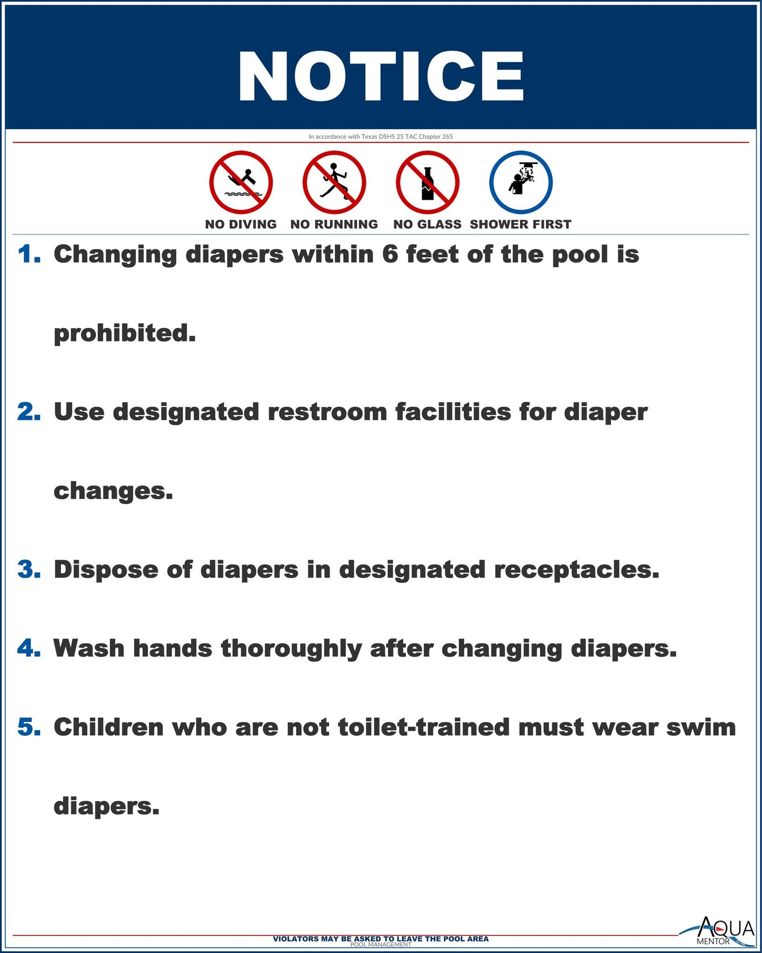 Changing Diapers is Prohibited - 24 x 30 Inches