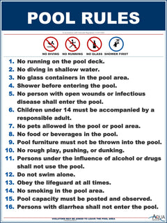 Colorado Pool Rules With Graphic Sign Customize or Leave Blank - 18 x 24 Inches