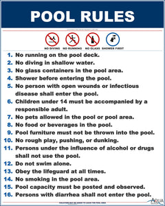 Colorado Pool Rules With Graphic Sign Customize or Leave Blank - 24 x 30 Inches