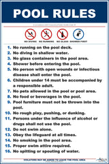 Connecticut Pool Rules With Graphic Sign - 12 x 18 Inches