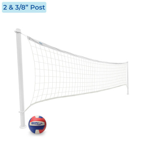DeckVolly Deck-Mounted Pool Volleyball Net, White (2 & 3/8