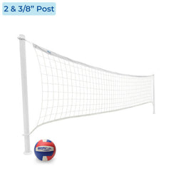 DeckVolly Deck-Mounted Pool Volleyball Net, White (2 & 3/8" Diameter Posts, Anchors NOT Included)