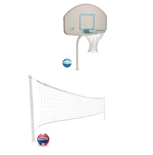 Deck Shoot Combo Deck-Mounted Pool Basketball & Volleyball Set, White (2 & 3/8