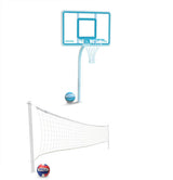 Deck Shoot Combo Deck-Mounted Pool Basketball & Volleyball Set, Clear (2 & 3/8" Posts with Anchors Included)
