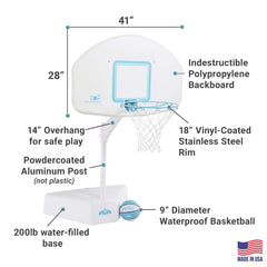 Splash & Shoot White Pool Basketball Hoop, Aqua - Image 5