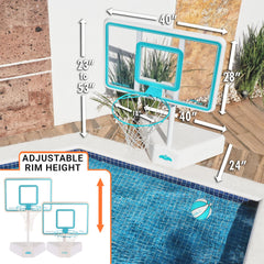 Splash & Shoot Clear Pool Basketball Hoop, Aqua - Image 4