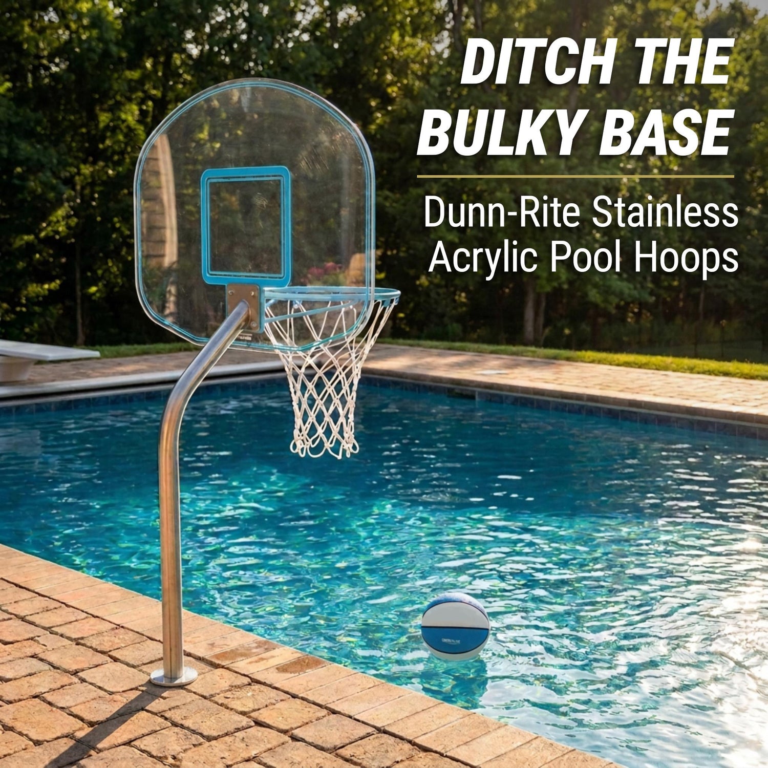Regulation Clear Hoop Deck-Mounted Pool Basketball Hoop, Clear  (2 & 3/8