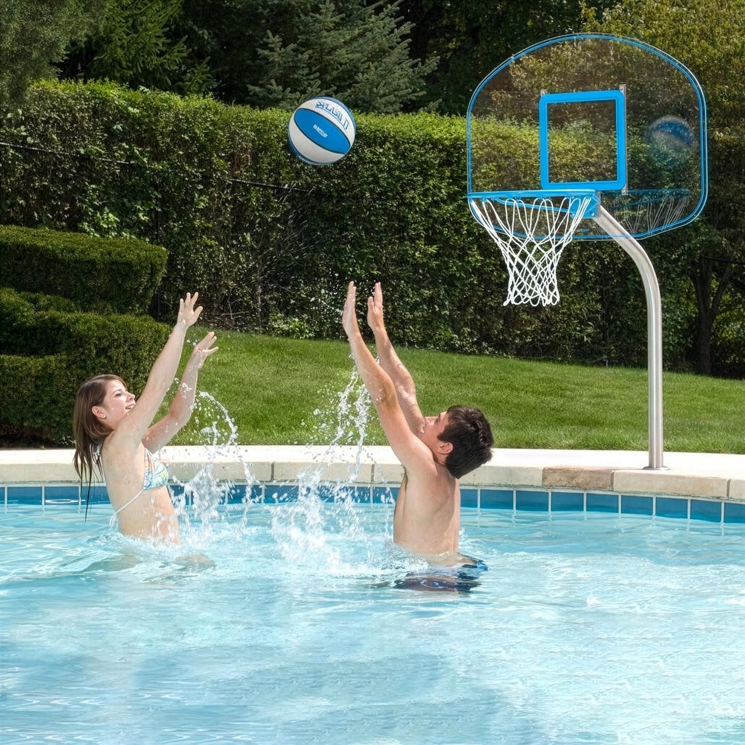 Regulation Clear Hoop Deck-Mounted Pool Basketball Hoop, Clear  (2 & 3/8