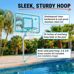 Deck Shoot Deck-Mounted Pool Basketball Hoop, Clear (2 & 3/8" Post) - Image 3