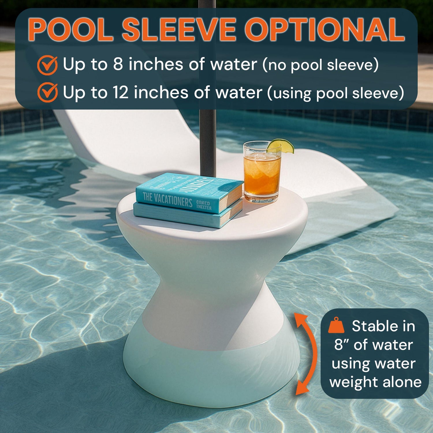 ShadeTable Water-Filled Pool, Patio & Dock Umbrella Table, Sandstone - Image 3