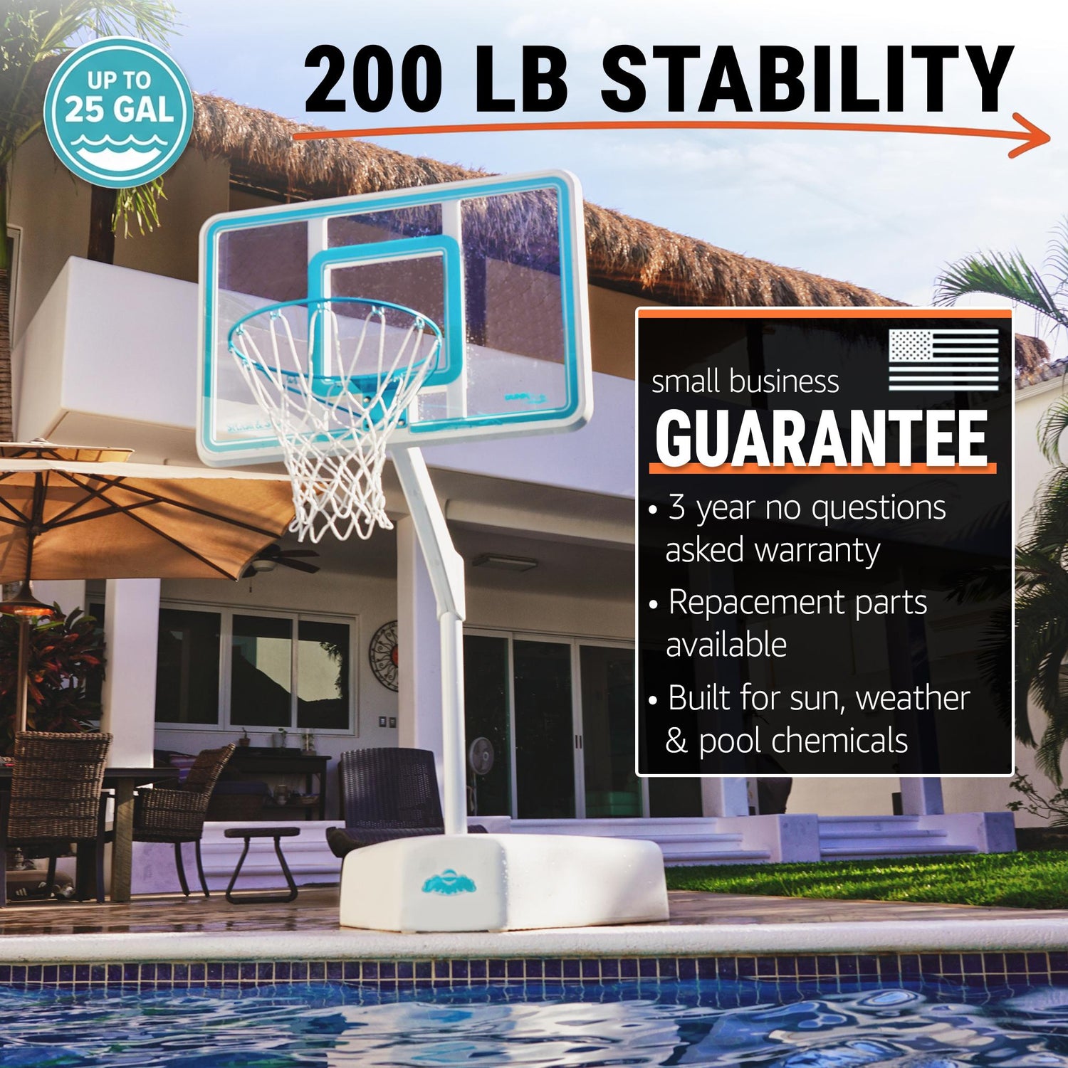Splash & Shoot Clear Pool Basketball Hoop, Aqua - Image 3