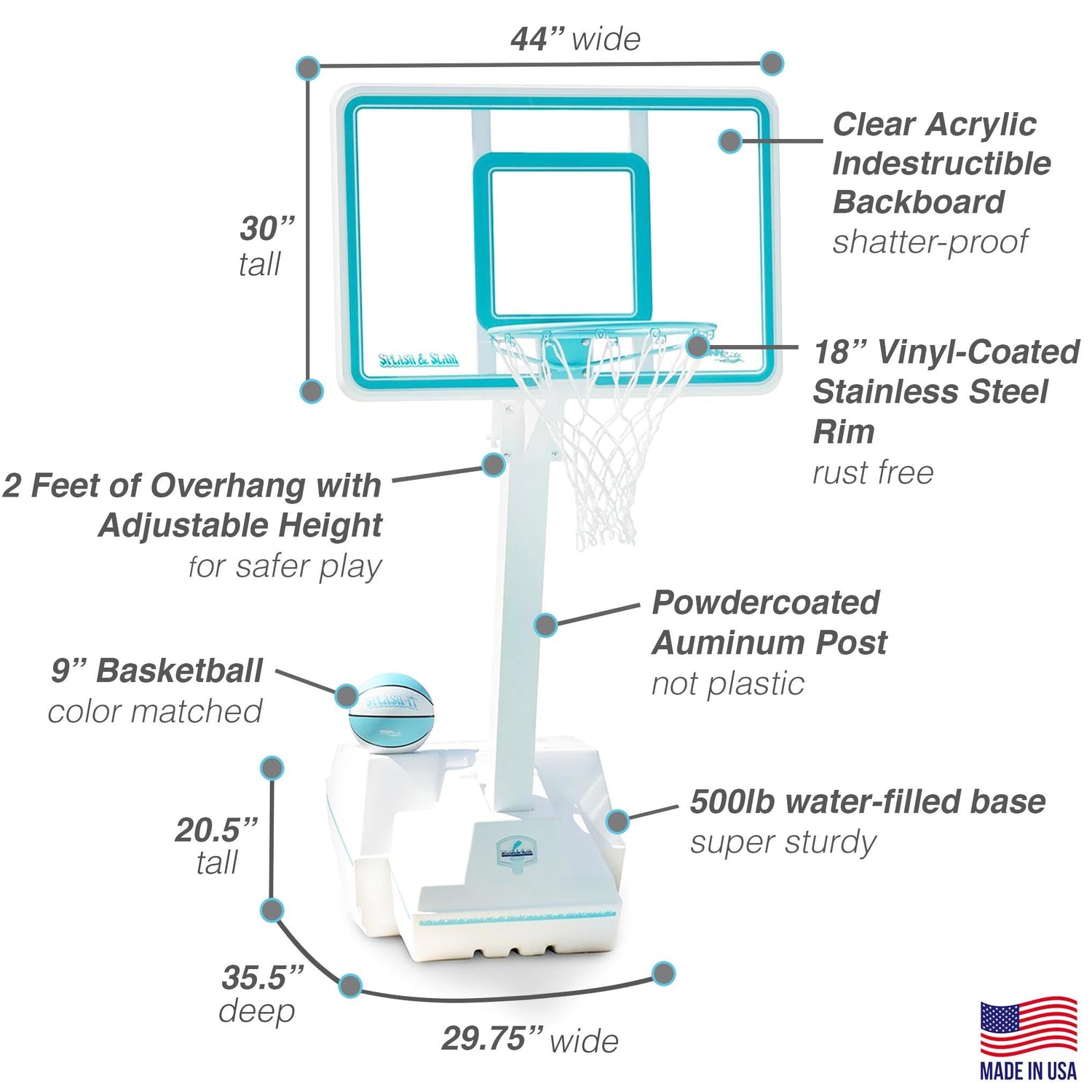 Splash & Slam Clear Pool Basketball Hoop - Image 6