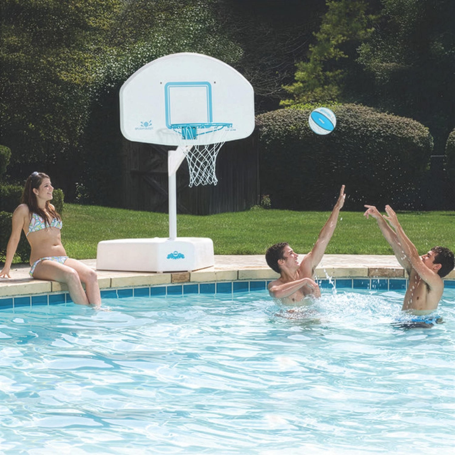 Splash & Shoot White Pool Basketball Hoop, Aqua - Image 2