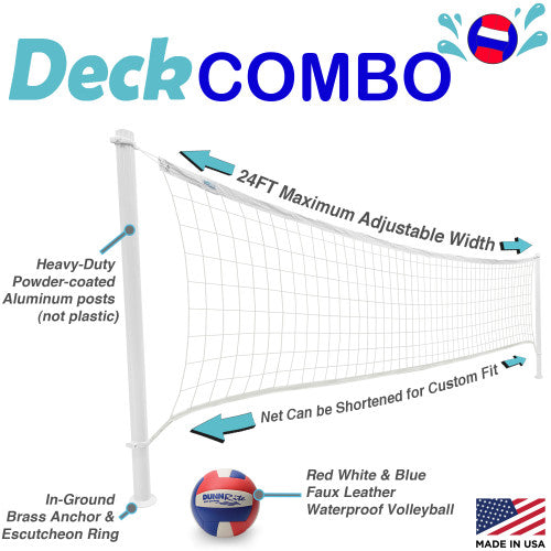 Deck Shoot Combo Deck-Mounted Pool Basketball & Volleyball Set, Clear (2 & 3/8