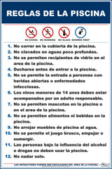 Pool Rules Style C Sign in Spanish - 12 x 18 Inches