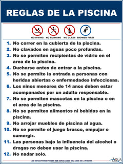 Pool Rules Style C Sign in Spanish - 18 x 24 Inches
