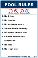 Pool Rules With Graphic Symbols Sign - 12 x 18 Inches