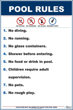 Pool Rules With Graphic Symbols Sign - 12 x 18 Inches