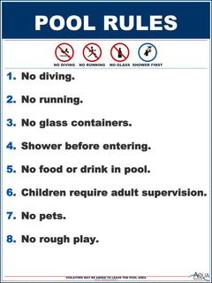 Pool Rules With Graphic Symbols Sign - 18 x 24 Inches