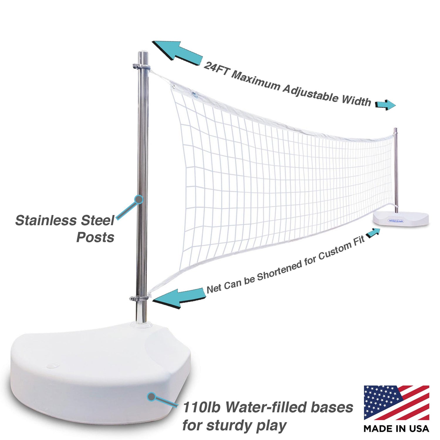 WaterVolly Pool Volleyball Net, Stainless Steel - Image 4