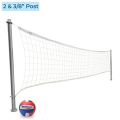 DeckVolly Deck-Mounted Pool Volleyball Net, Stainless Steel (2 & 3/8" Diameter Posts, Anchors NOT Included)