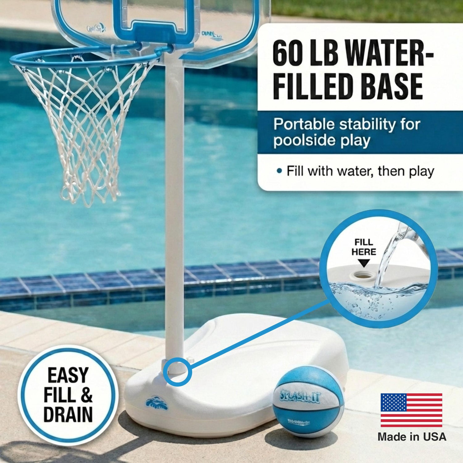 Clear Shot Pool Pool Basketball Hoop, White - Image 4