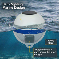 Solar Powered Self-Illuminating Buoy With Light Engine - 14" - Mooring (White & Blue) - Image 4