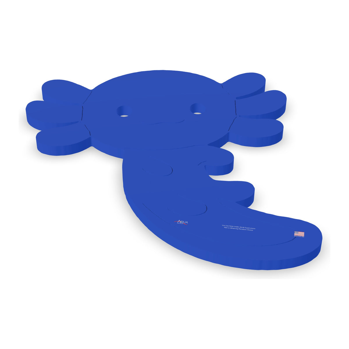 Alex the Axolotl foam floating mat in blue, Made in USA by Aquamentor
