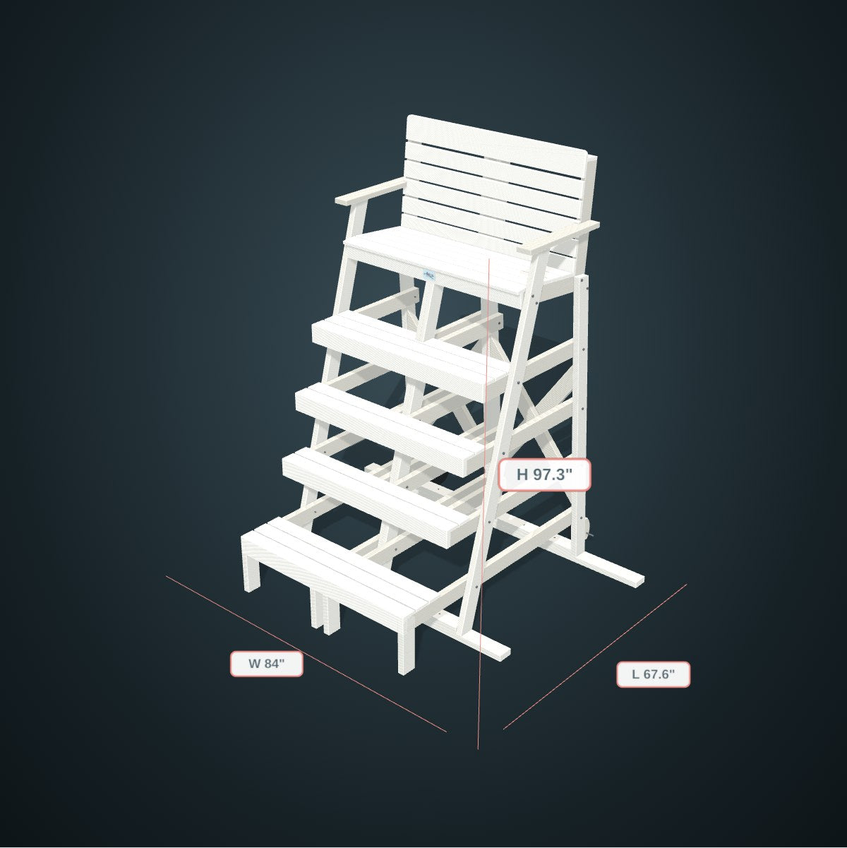 Aquamentor 72 inch 2-seat lifeguard chair dimensions diagram