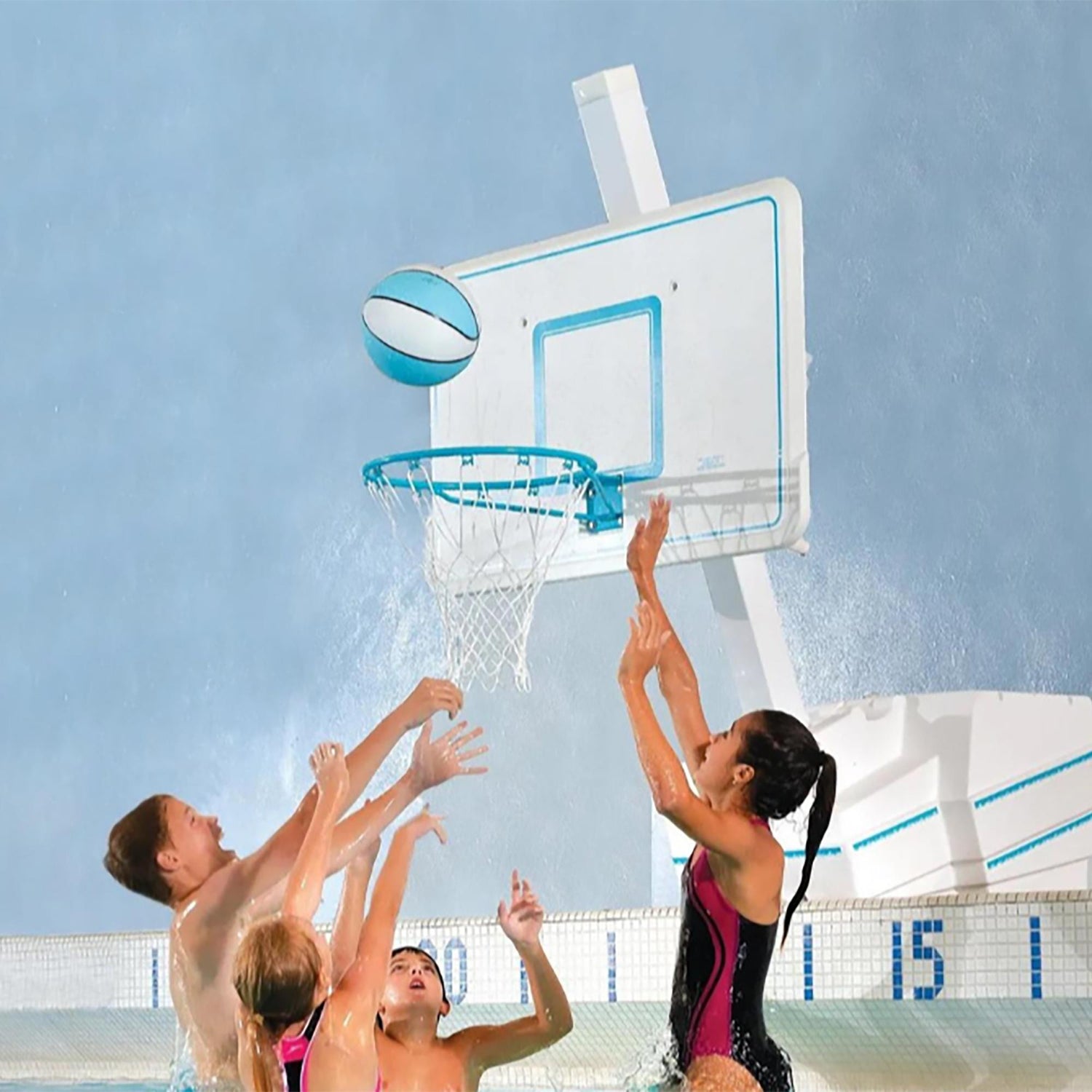 Splash & Slam Pool Basketball Hoop with Break Away System, White - Image 2