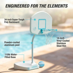 Junior Hoop Pool Basketball Hoop, White - Image 4
