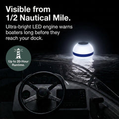 Solar Powered Self-Illuminating Buoy With Light Engine - 14" - Mooring (White & Blue) - Image 3