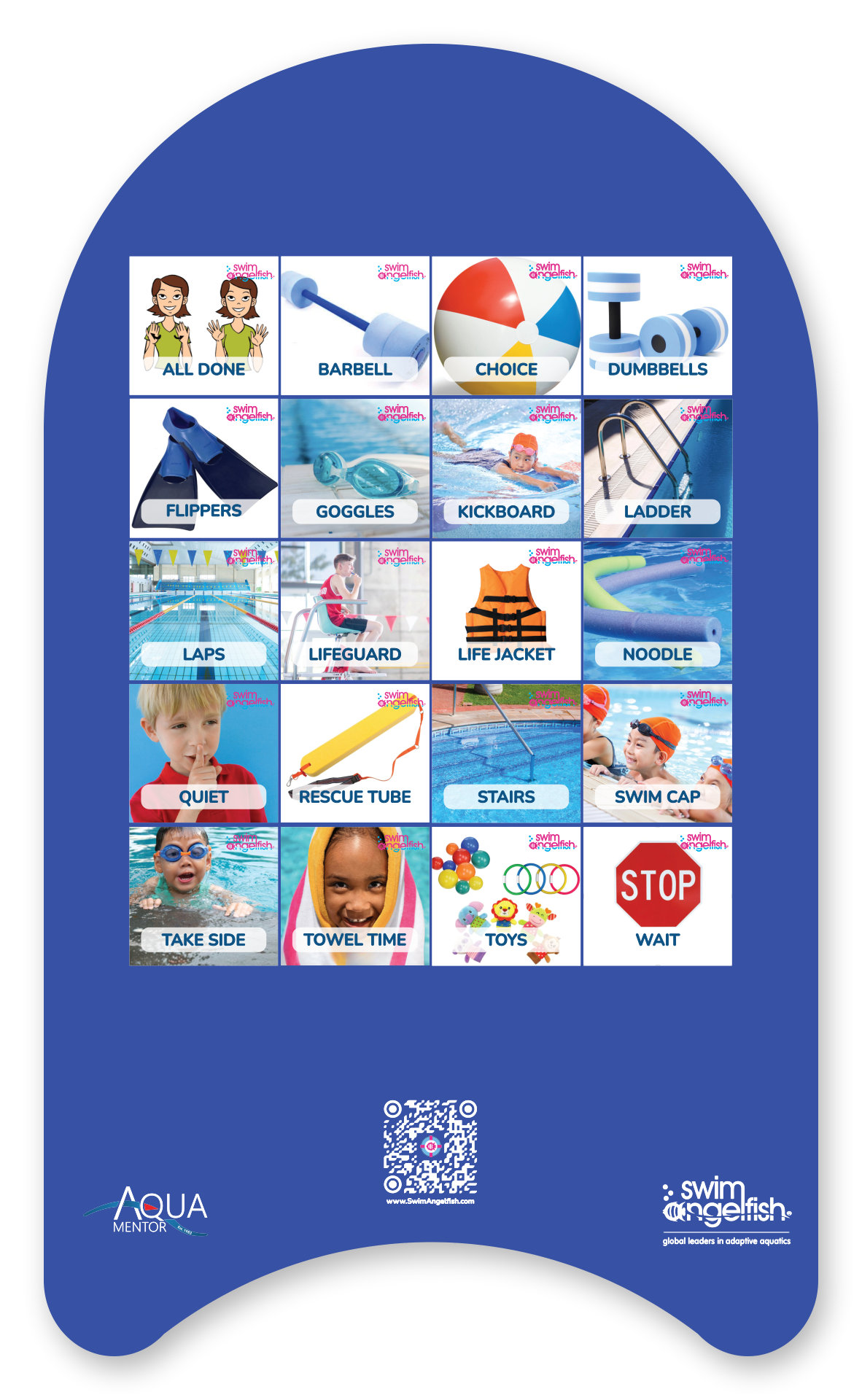 Foam Kickboard with Visual Communication Cues by Swim Angelfish, side 2 pool equipment and routines