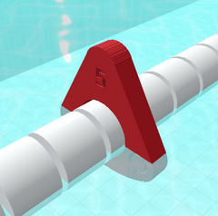 4 inch one-piece water polo field-of-play marker (v7) on a 100 mm lane line